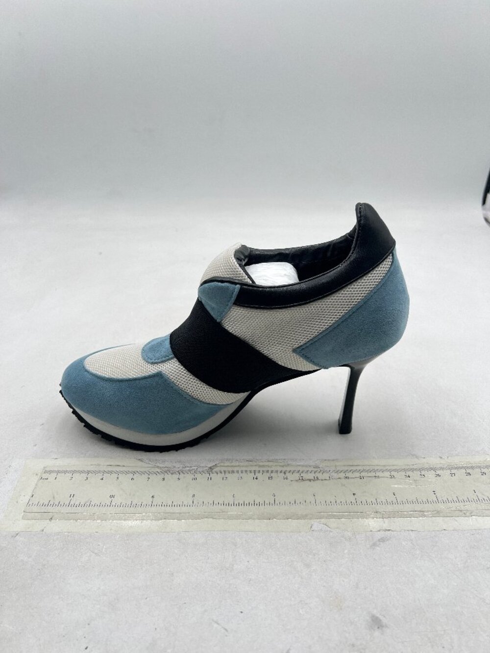Blue Sneaker Heels for Women High Heel Dressy Round T-Toe Comfort Stiletto Suede